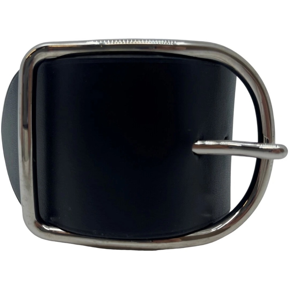 Hermes Black Leather Belt with Silver Buckle